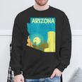 アリゾナ州の地図、モダンな抽象的なアリゾナ砂漠、サボテン スウェットシャツ 高齢者への贈り物