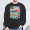 ホノルル ハワイ ハワイアン 波 ビーチ 夏 サーフィン レトロ 長袖tシャツ スウェットシャツ 高齢者への贈り物