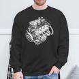 ヴィンテージカーエンジンコンポーネント 青写真 図 メンズグラフィック 長袖tシャツ スウェットシャツ 高齢者への贈り物