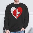 日本 スイス ハート 日本国旗 スイス国旗 ハート 長袖tシャツ スウェットシャツ 高齢者への贈り物