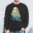 枝に腰掛けたチャーミングなセキセイインコ スウェットシャツ 高齢者への贈り物