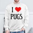I Love Pugs I Heart Pugs Dog Lover Pet Puppy Dog Pug スウェットシャツ 高齢者への贈り物