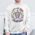 かわいいウミガメオーストラリア、楽しいトロピカルフラワーとハート スウェットシャツ 高齢者への贈り物