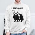 たぬきのシルエット I Am Tanuki おもしろ ユニーク 白黒 アニマル かわいい動物 狸 タヌキ 野生動物 スウェットシャツ 高齢者への贈り物