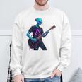 バックプリント ギタリスト エイリアン グラフィック ギター エイリアン ギタリスト スウェットシャツ 高齢者への贈り物