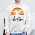 レトロ ヴィンテージ サンセット 2024 I Love Hummers コリブリ ハチドリ スウェットシャツ 高齢者への贈り物