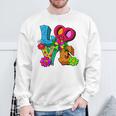 明るくカラフルな愛と平和 ピースサイン フラワートップ スウェットシャツ 高齢者への贈り物