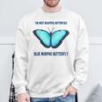 最も美しい蝶青いモルフォバタフライ スウェットシャツ 高齢者への贈り物