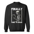 Finally Time To Read Book Lover Bookworm スケルトン 面白い本 スウェットシャツ