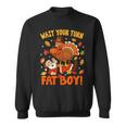 Wait Your Turn Thanksgiving Day Turkey Santa Christmas Sweatshirt