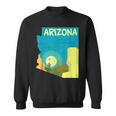 アリゾナ州の地図、モダンな抽象的なアリゾナ砂漠、サボテン スウェットシャツ