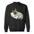 パジャマで寝ているかわいいベルギーのマリノア犬就寝アート 長袖tシャツ スウェットシャツ
