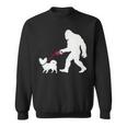レトロ ビッグフット ウォーキング パピヨン 犬 面白い サスカッチ 長袖tシャツ スウェットシャツ