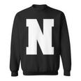 大文字nアルファベットモノグラムイニシャル スウェットシャツ