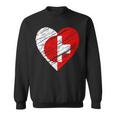 日本 スイス ハート 日本国旗 スイス国旗 ハート 長袖tシャツ スウェットシャツ