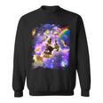虹銀河のホットドッグに乗る宇宙の猫 スウェットシャツ