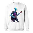 バックプリント ギタリスト エイリアン グラフィック ギター エイリアン ギタリスト スウェットシャツ