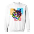 ペイントされた猫の顔 カラフル レインボー アートデザイン ギフトに最適 スウェットシャツ