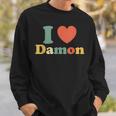 I Love Damon I Heart Damon レッド ハート バレンタイン スウェットシャツ 彼への贈り物