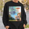 Ufo付き猫セルフィー スウェットシャツ 彼への贈り物