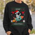 Ugly Christmas Astronaut Riding Rocket Santa Hat Tree Sweatshirt Gifts for Him