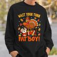 Wait Your Turn Thanksgiving Day Turkey Santa Christmas Sweatshirt Gifts for Him