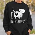 Wiener Dog ダックスフンド 犬 ペット愛好家 I Love Dachshunds スウェットシャツ 彼への贈り物