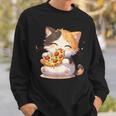 わがまま猫 ピザねこ ラーメン好き かわいい おもしろ マンガ スウェットシャツ 彼への贈り物