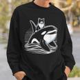シャチに乗る猫 ファニー スウェットシャツ 彼への贈り物