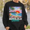 ホノルル ハワイ ハワイアン 波 ビーチ 夏 サーフィン レトロ 長袖tシャツ スウェットシャツ 彼への贈り物