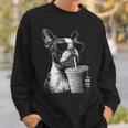 ボストンテリア ドリンク アイスコーヒー 面白い Bostie Dog Meme スウェットシャツ 彼への贈り物