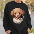 ポケットから覗く トイプードル 可愛い 犬 かわいい 子犬 犬好き 犬の飼い主 愛犬家 メンズ レディース キッズ スウェットシャツ 彼への贈り物
