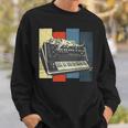 モジュラー シンセサイザー キーボード テクノ ビンテージ アナログ 猫 長袖tシャツ スウェットシャツ 彼への贈り物