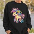レインボーフラワーマジックのかわいいポニー。 スウェットシャツ 彼への贈り物