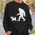 レトロ ビッグフット ウォーキング パピヨン 犬 面白い サスカッチ 長袖tシャツ スウェットシャツ 彼への贈り物