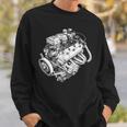ヴィンテージカーエンジンコンポーネント 青写真 図 メンズグラフィック 長袖tシャツ スウェットシャツ 彼への贈り物
