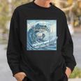 両生類サーファー 日本の波 アート サーフィン カエル スウェットシャツ 彼への贈り物