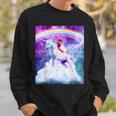 宇宙パグ 雲の上のレインボーユニコーン スウェットシャツ 彼への贈り物