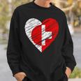 日本 スイス ハート 日本国旗 スイス国旗 ハート 長袖tシャツ スウェットシャツ 彼への贈り物
