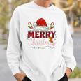 Merry Christmas Buffalo Plaid Red Santa Family Xmas Pajamas Tri-Blend Sweatshirt Gifts for Him