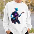 バックプリント ギタリスト エイリアン グラフィック ギター エイリアン ギタリスト スウェットシャツ 彼への贈り物