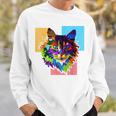 ペイントされた猫の顔 カラフル レインボー アートデザイン ギフトに最適 スウェットシャツ 彼への贈り物