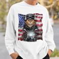 三毛猫 オレンジ猫 ねこ バイク 星条旗 アメリカ スウェットシャツ 彼への贈り物