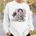 日本 浮世絵 観音菩薩 竜 桜 波 バックプリント 長袖tシャツ スウェットシャツ 彼への贈り物