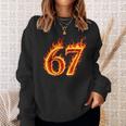 67 Fireixeven Meme Flames スラング 数字 面白い キッズ ティーン 長袖tシャツ スウェットシャツ 彼女への贈り物