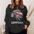 Chippewa ネイティブアメリカン アメリカ国旗 スカルヘッドレス 長袖tシャツ スウェットシャツ 彼女への贈り物