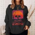 Creepy Skull With Desert Sunset Dark Western Skeleton Gothic Sweatshirt Unisex Gifts for Her