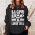 If Genders Confuse You Go Milk A Bull Usa 国旗 アメリカ 長袖tシャツ スウェットシャツ 彼女への贈り物