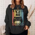 Level 40 Unlocked ideo Gamer 40Th Birthday スウェットシャツ 彼女への贈り物