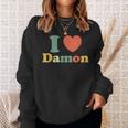 I Love Damon I Heart Damon レッド ハート バレンタイン スウェットシャツ 彼女への贈り物